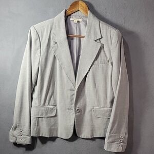 Merona Gray Blazer Womens Large Three Button Long Sleeve‎ Business Casual Jacket